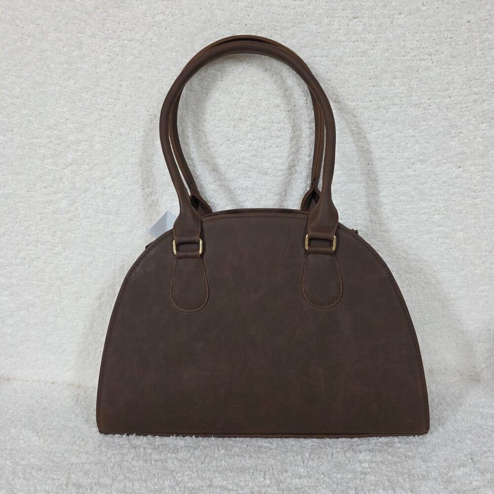 Colorful Mandala Embossed Hand Painted Mexican Brown Vegan Leather Dome Handbag - Picture 2 of 6